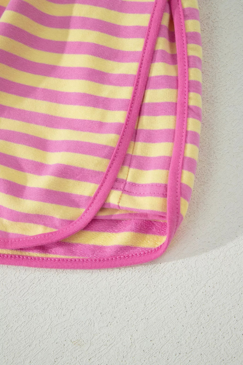 Striped Round Neck Tee and Shorts Casual Set- Shopimist- {{Product type}}
