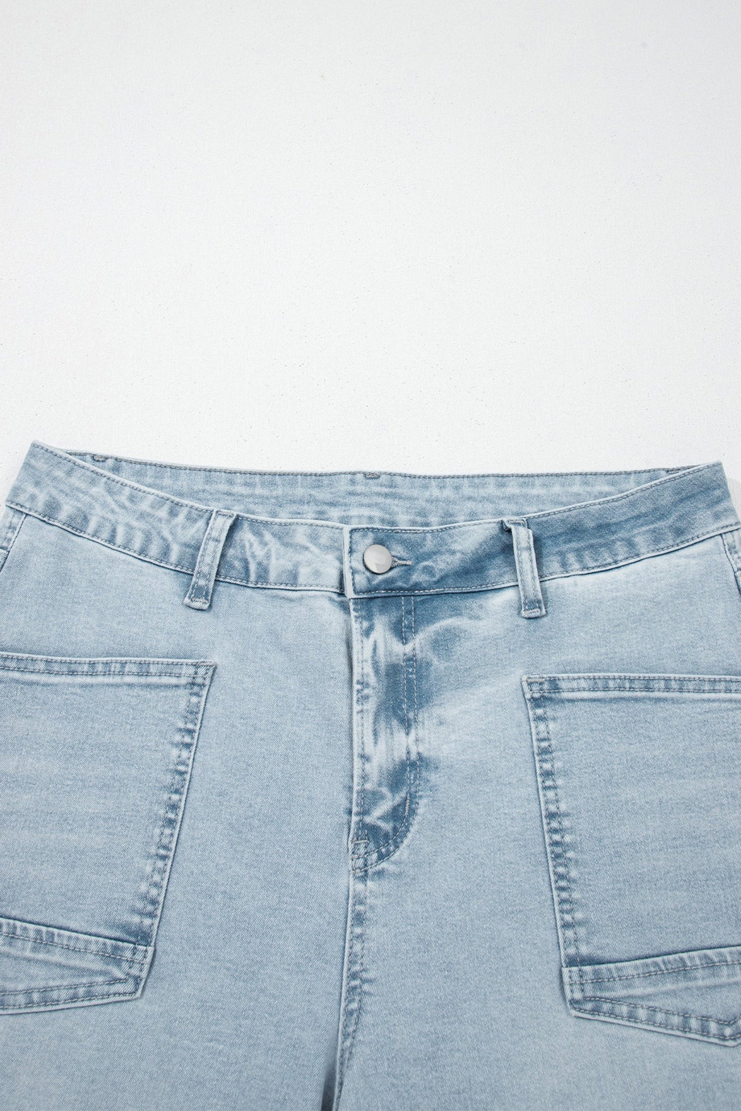 Denim Frayed Hem Cropped Straight Leg Jeans - - Bottoms/Jeans