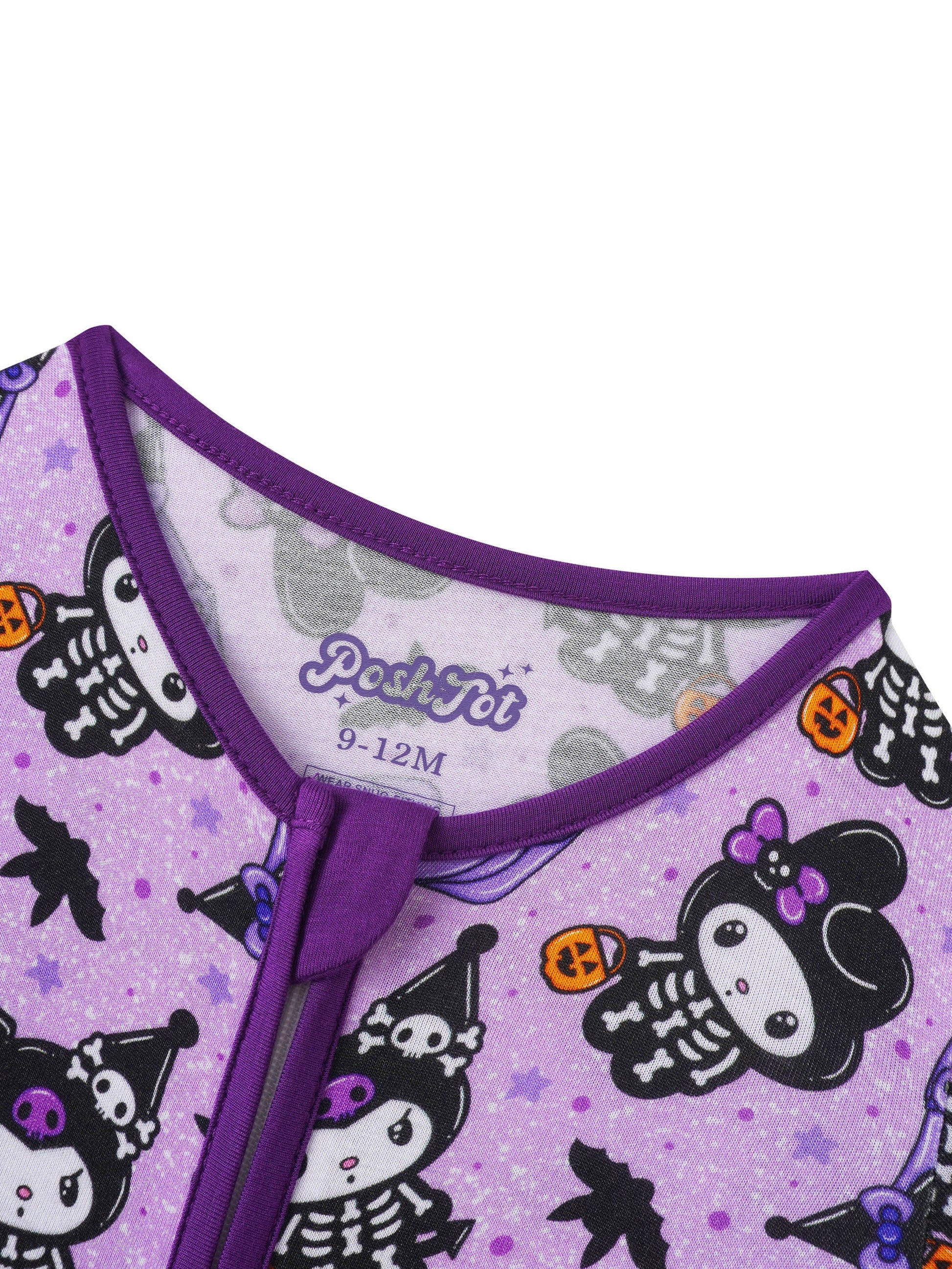 PoshTOT Sanrio Kuromi Purple Bamboo Baby Convertible Zippy Romper - - Zippy Romper