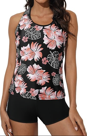 European-Style Split Bikini Swimsuit - Pink Printed 18W - swimwear