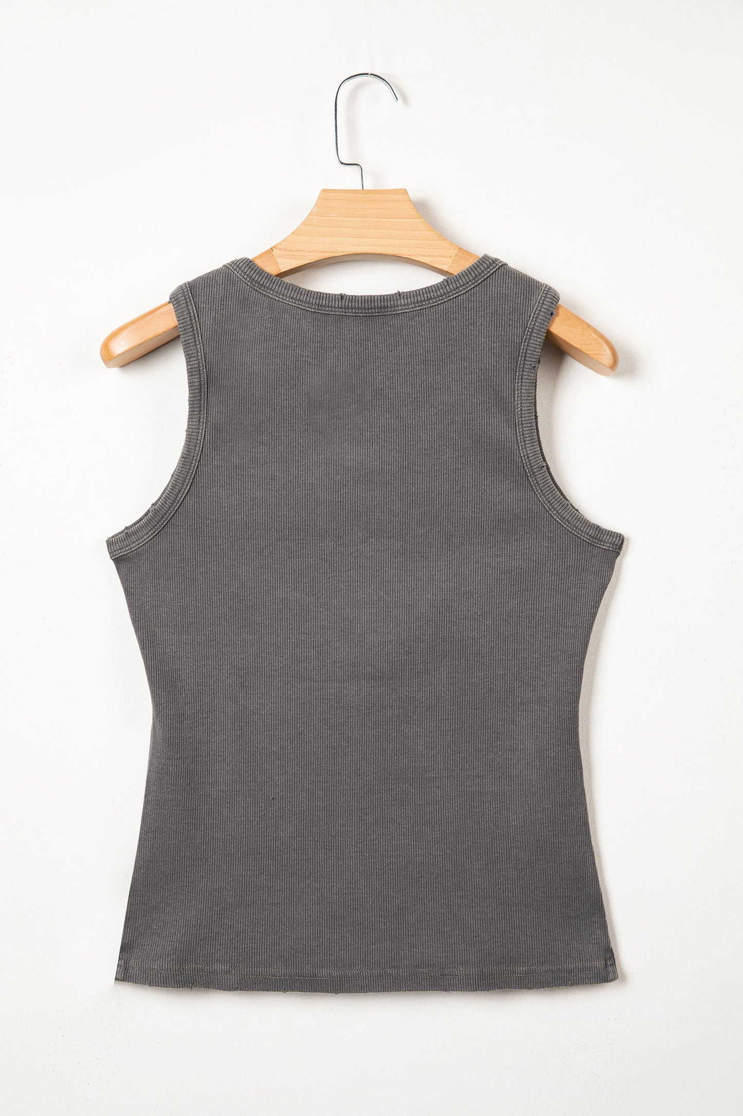 Medium Grey Vintage Distressed Ribbed Mineral Wash Tank Top- I am a Fashion Junky- {{Product type}}