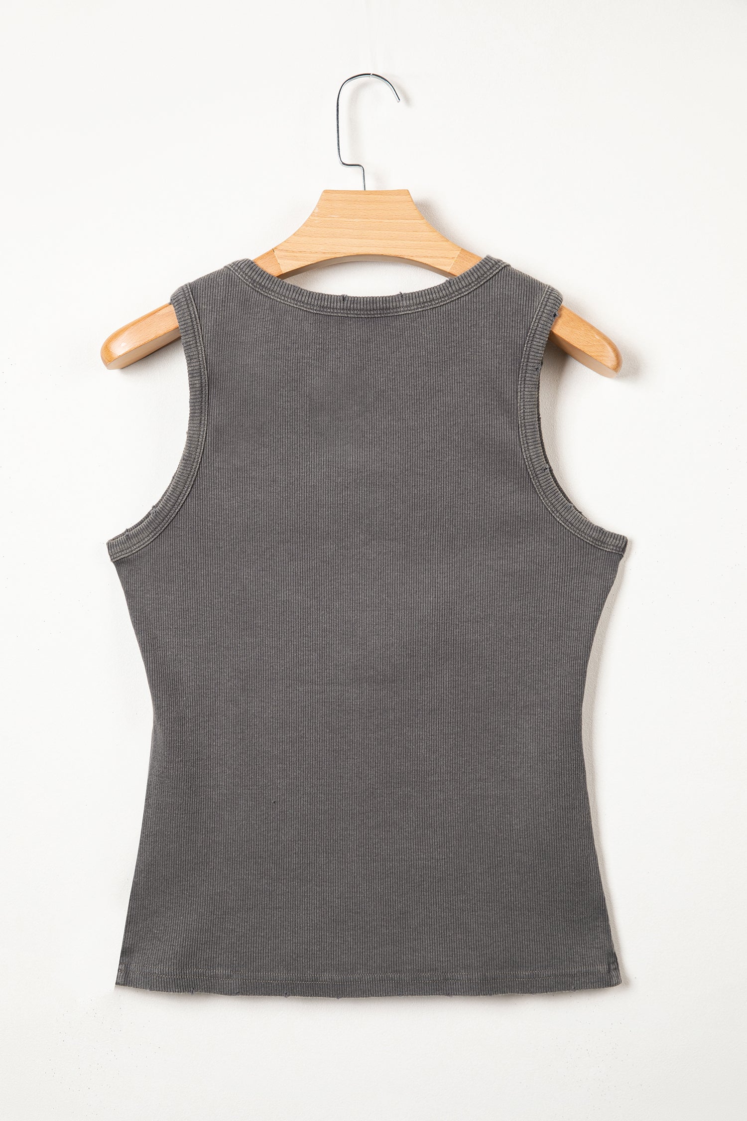 Medium Grey Vintage Distressed Ribbed Mineral Wash Tank Top- I am a Fashion Junky- {{Product type}}