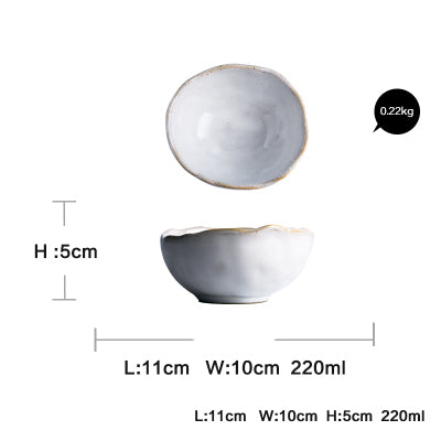 Ceramic Irregular Dinnerware Set with Bowls and Plates - White-4.5 inch handmade bowl - dinnerware
