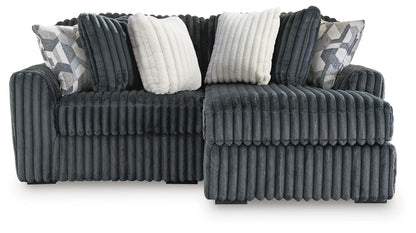 Midnight-Madness - Sectional - Dark Gray 2 Pc. Right Arm Facing Corner Chaise Sectional - Stationary Sectionals