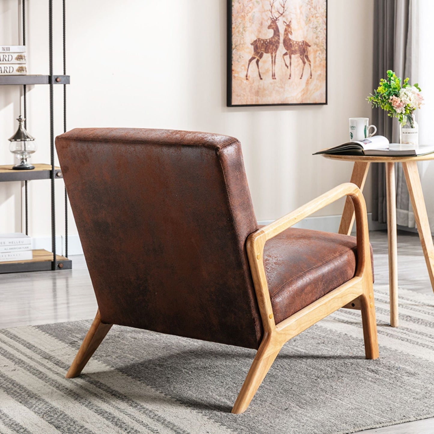 Classic Mid-Century Modern Accent Chairs, Open Framed Armchair With Cushioning- Unique Piece Furniture- {{Product type}}