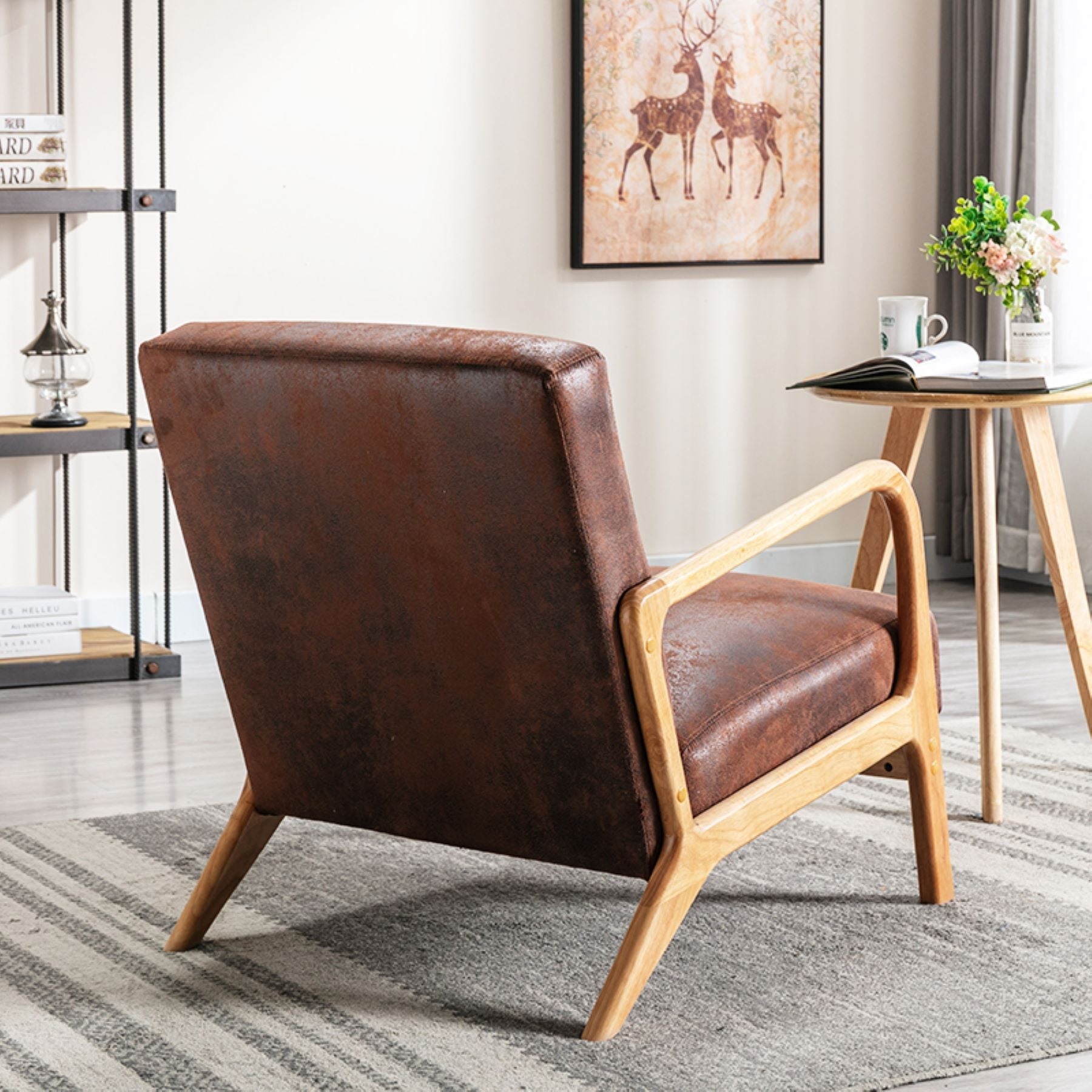 Classic Mid-Century Modern Accent Chairs, Open Framed Armchair With Cushioning- Unique Piece Furniture- {{Product type}}
