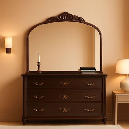 Bronze Vintage Baroque Mirror 40 By 30 Inch Arch Wall Mount - - Mirror