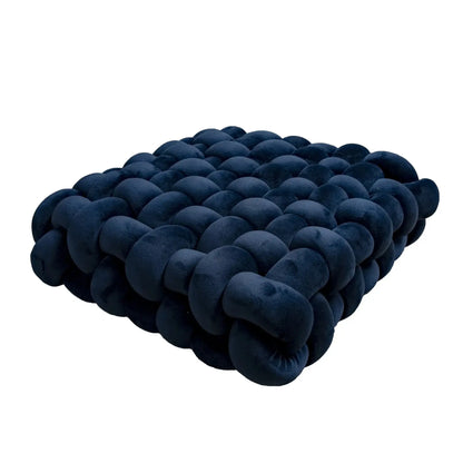 Simple Solid Color Handwoven Square Sofa Pillow Nordic Cushion Throw Pillow navy blue