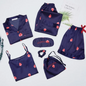 7pc Long Sleeve Pajama Sleepwear Sets navy blue