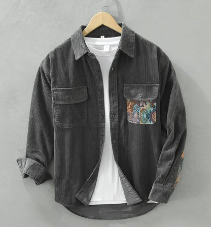 Japan Style Retro Long Sleeve Shirt - Gray (2XL) 2XL - shirt