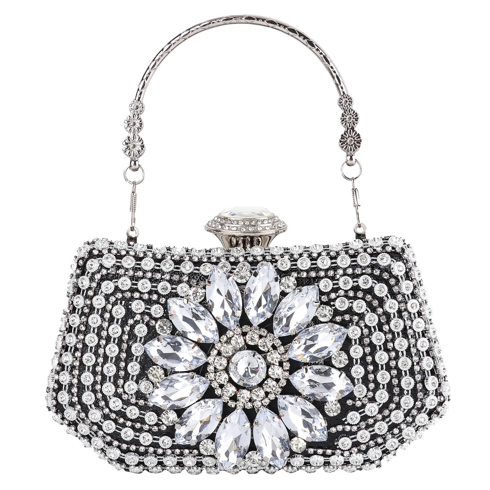 GlamourNite Rhinestone Clutch for Women - - handbag