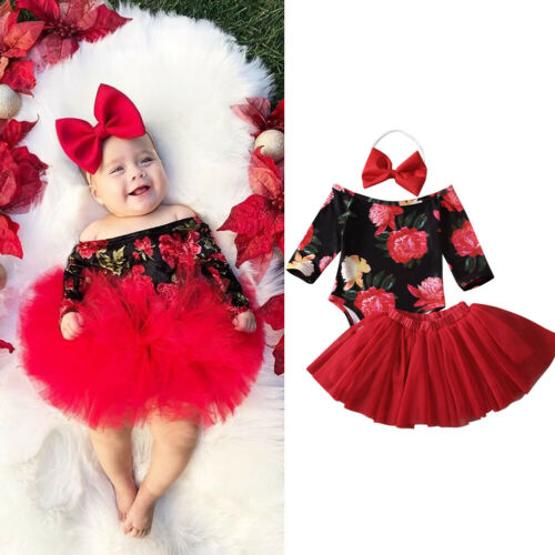 Spring Autumn Off-Shoulder Elastic Floral Dress - Black red 80cm - outfit
