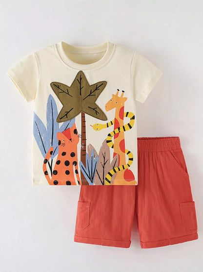 Children's Tropical Adventure T-Shirt and Shorts Set - -