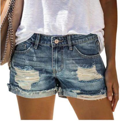 Fashion Women Summer Denim  Shorts With Holes