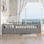 Full Size Montessori Wooden Childrens Floor Bed - Grey - bed frame