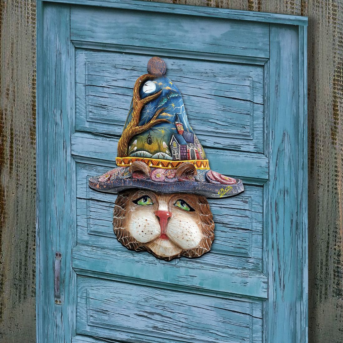 Halloween Eve Cat Halloween Door Decor by G. DeBrekht - Thanksgiving Halloween Decor - 8161039H - - Door Hangers
