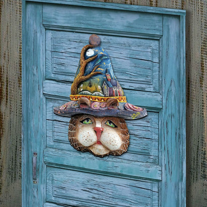 Halloween Eve Cat Halloween Door Decor by G. DeBrekht - Thanksgiving Halloween Decor - 8161039H - - Door Hangers