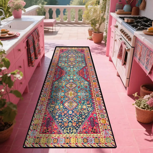 Vikama Vintage Persian Corridor Rug – Indoor/Outdoor Runner & Non-Slip Mat - - Rugs