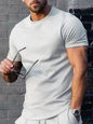 Men's Plus Size Solid Color Casual T-Shirt - White -