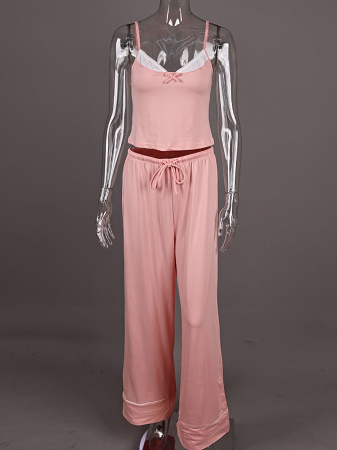 Lace Trim Cami & Pants Lounge Set- Shopimist- {{Product type}}