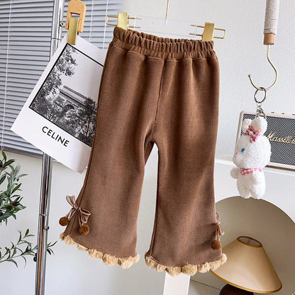 Girls Straight Pants Brown