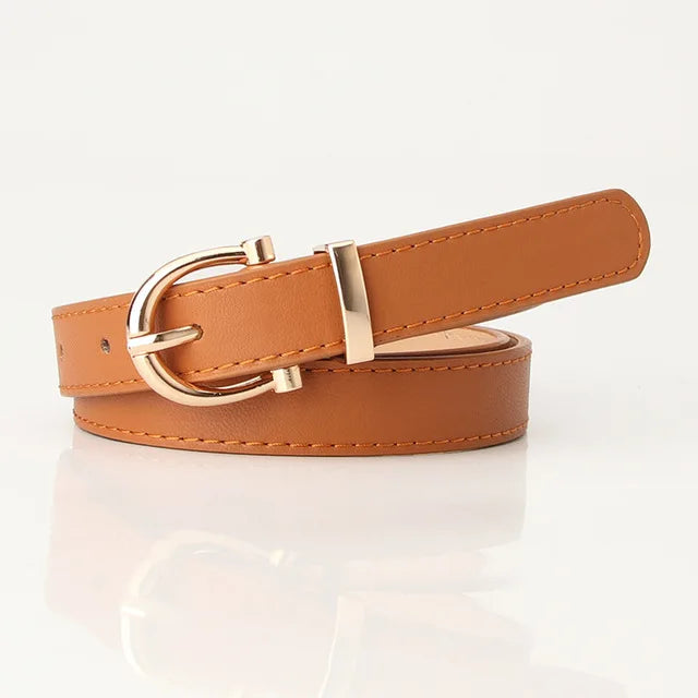 PU Leather Simple Metal Buckle Belt