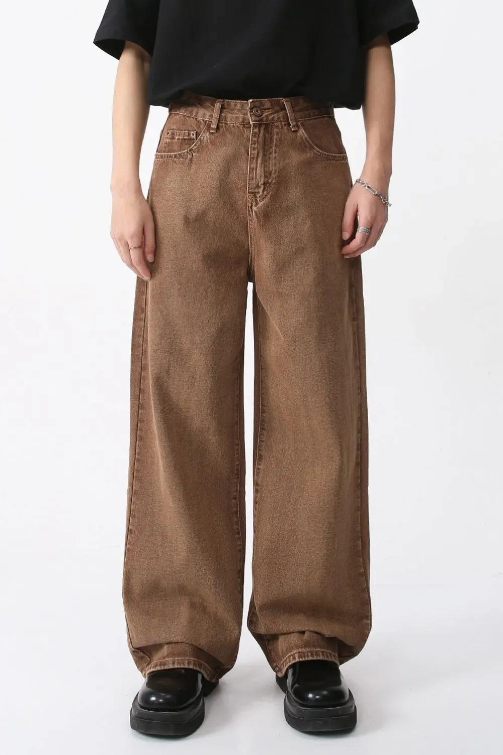 Wide Leg Jeans with Pockets - -