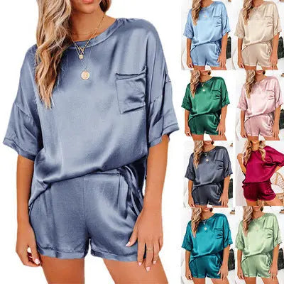 Womens Shorts Pajamas Suit Short Sleeve Pajamas