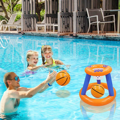 Inflatable Basketball Hoop for Pool Games Outdoors - Orange with digital basketball rack +1 ball - pool toy