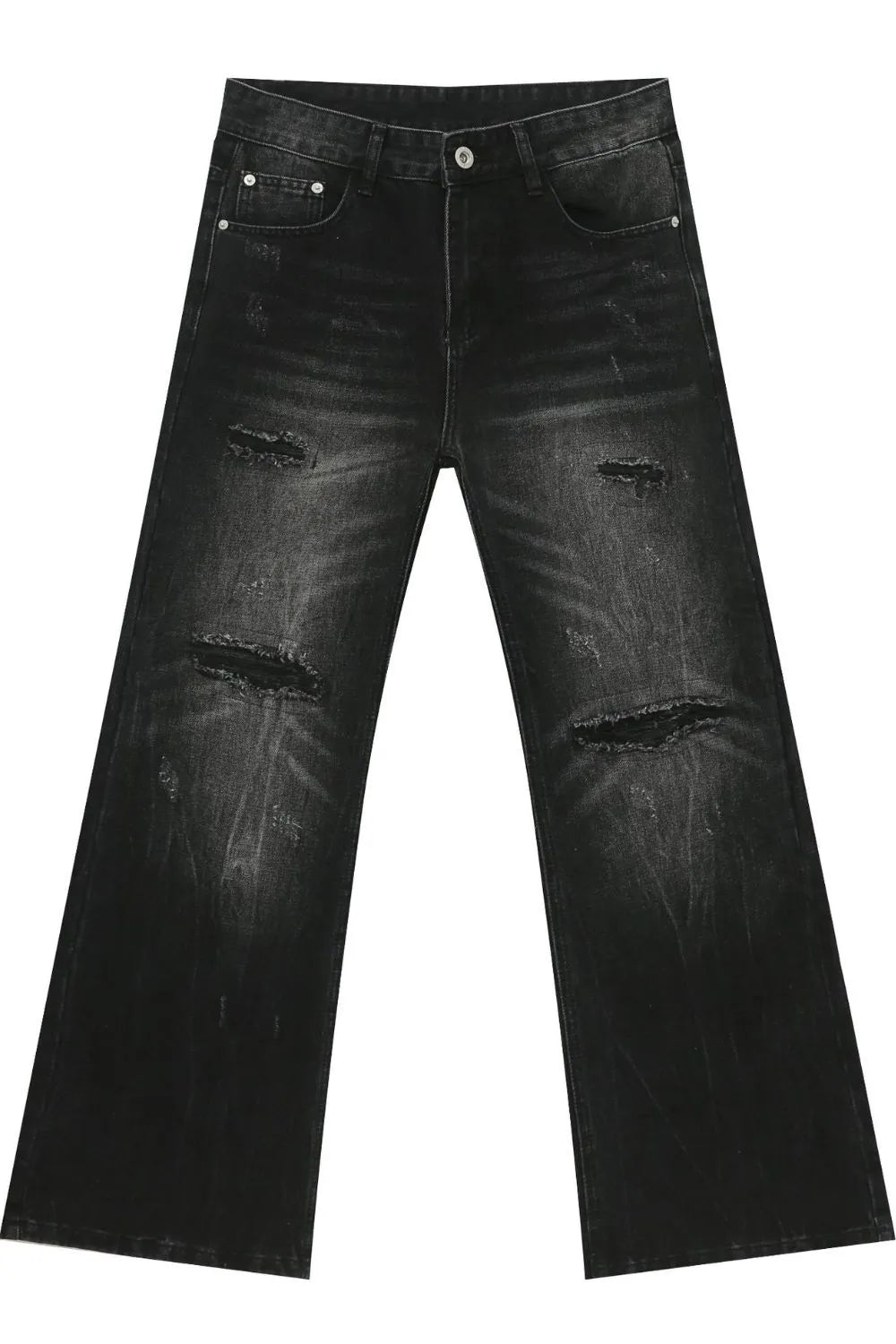 Men's Distressed Jeans with Pockets - -