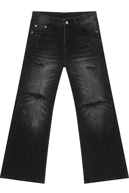 Men's Distressed Jeans with Pockets - -