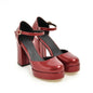 Womens Chunky Platform High Heels - Red - heels
