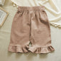 Cotton Girls Flared Pants - Casual Ankle-Length Pants - Khaki 120 - pants