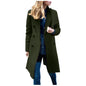 Women Lapel Collar Double Breasted Coats Dark green