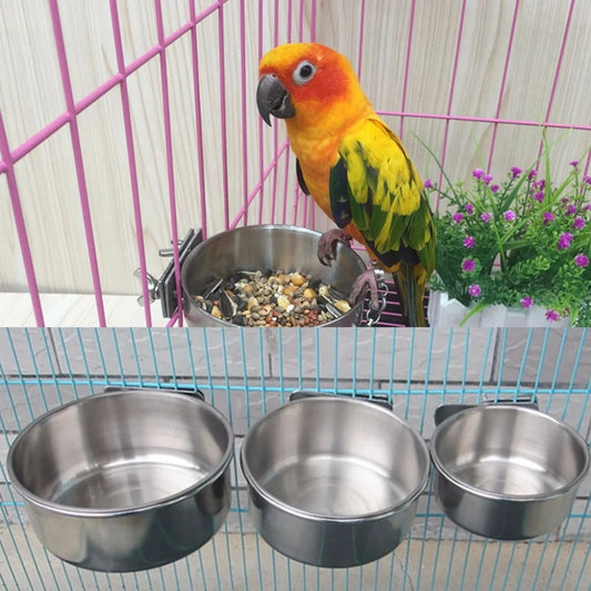 Stainless Steel Birds Bowl Removable Pets Water Cup Food Bowl