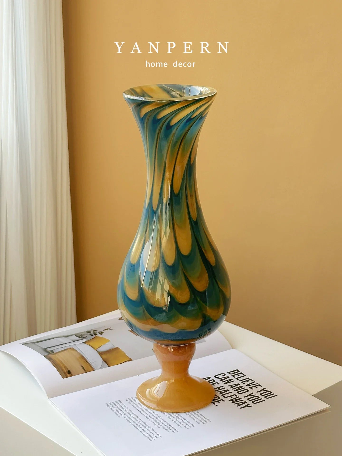 Luxury New Chinese Style Retro Glass Vase - - Vases