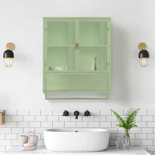 Green Glass Door Two-door Wall Cabinet - Kia Day Design