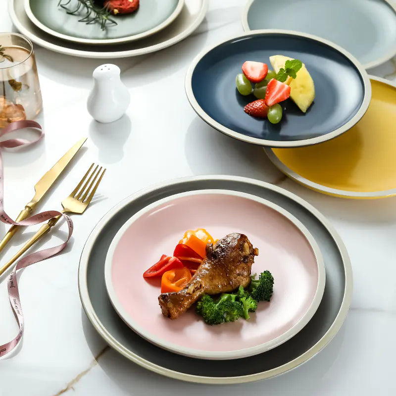Morandi Ceramic Round Dinner Plates - - plates