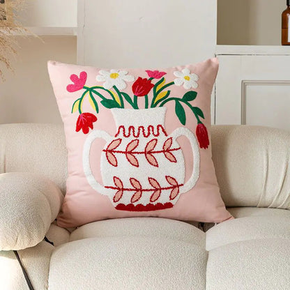 Floral Embroidered Pillow - Kia Day Design