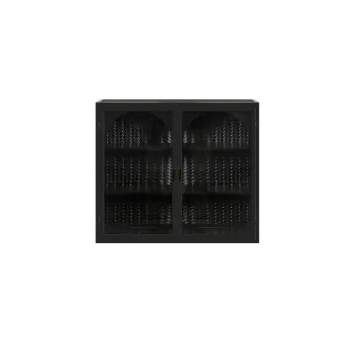 Black Two-door Wall Cabinet with Glass Doors - Kia Day Design