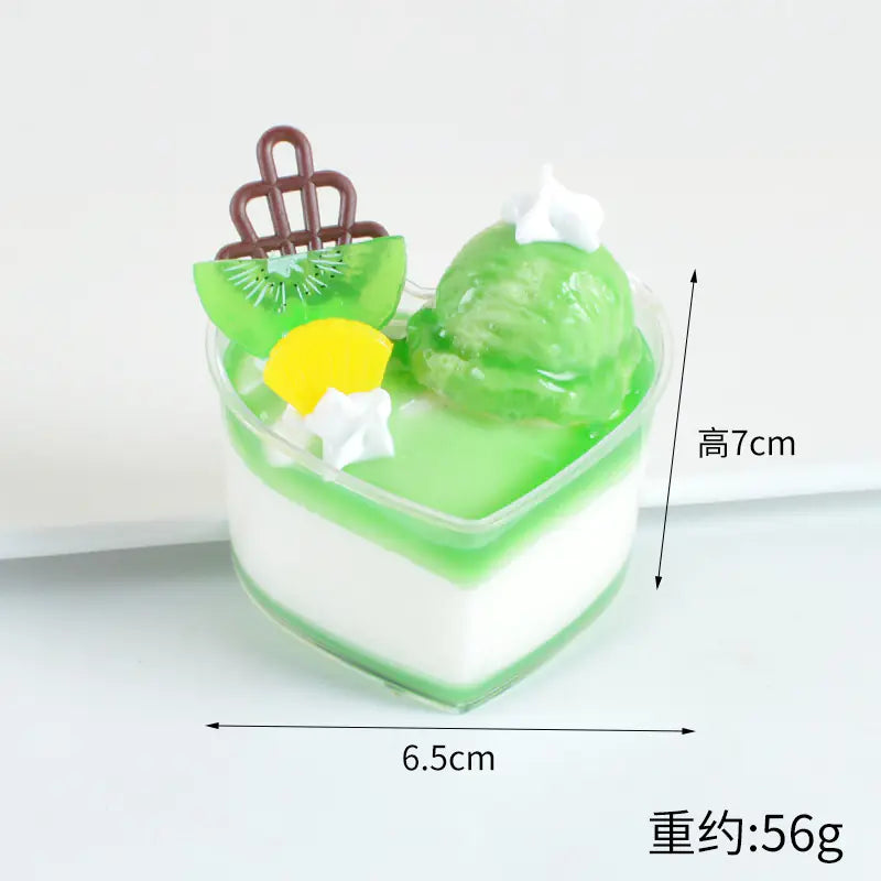 Miniature Faux Cupcake and Dessert Fridge Magnets - (Heart-shaped plastic box) apple green-single without packaging - magnets