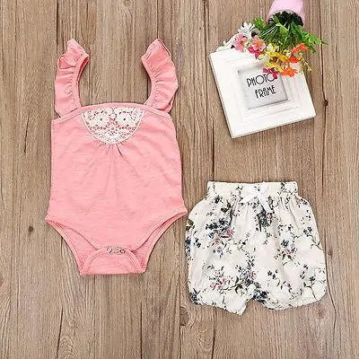 Toddler Sleeveless Lace Romper Outfit