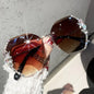 Vintage Rimless Rhinestone Sunglasses Brown one