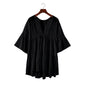 V-Neck Long Sleeve Women Dress Loose Chiffon Blouse Black