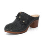 Womens PU Leather Round Head Slip-On Clogs Shoes - Black 42 - Shoes