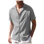 Men's Loose Casual Linen Shirt Cuba Guayabella Short-Sleeved Beach Shirt Men