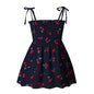 Girls Sleeveless Cotton Flower Print Sundress black red