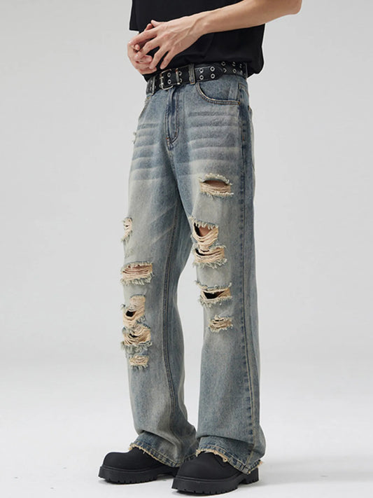 Full Size Distressed Wide Leg Jeans - - jeans