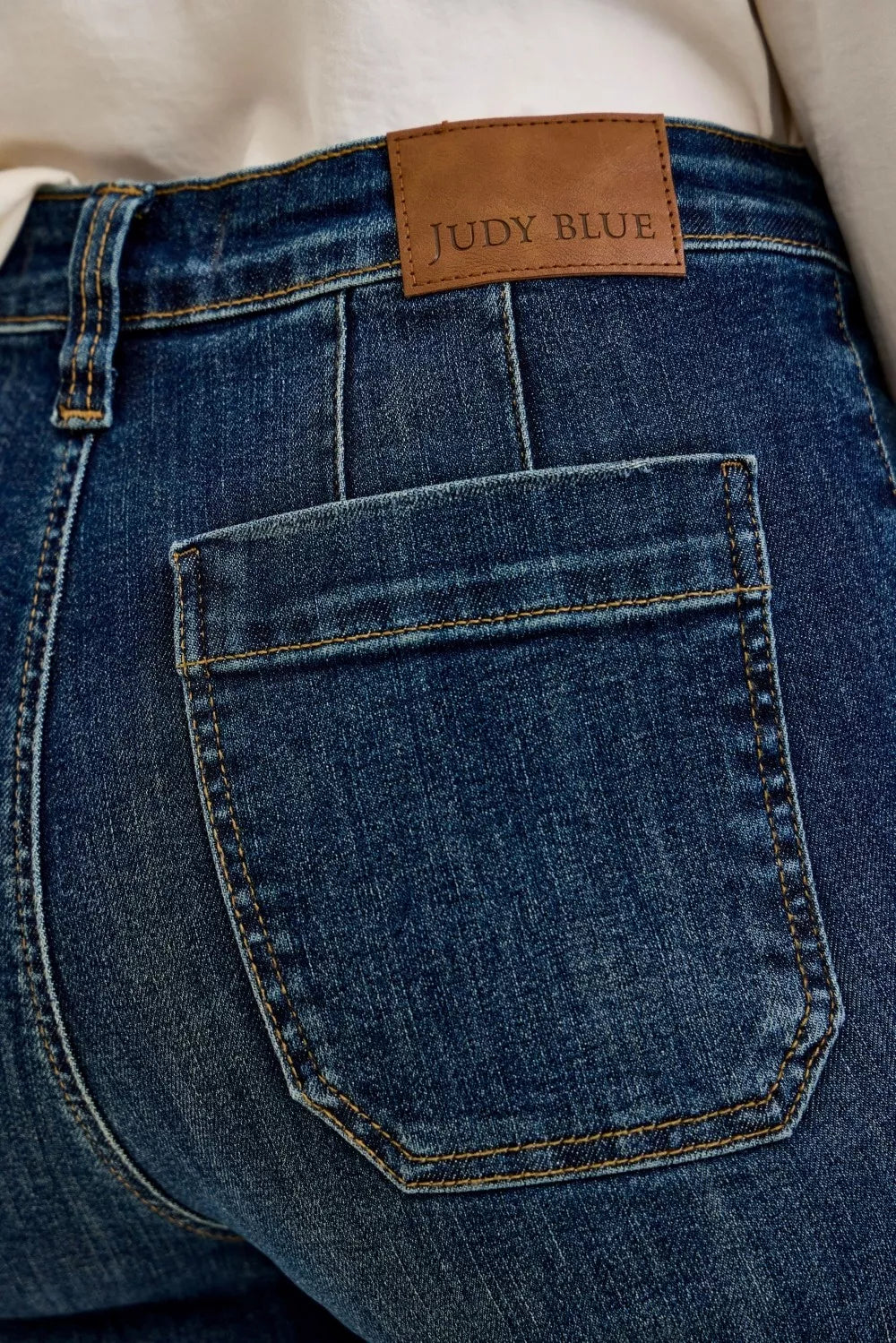 Judy Blue High Waist Wide Crop Utility Jeans with Patch Pocket - - jeans