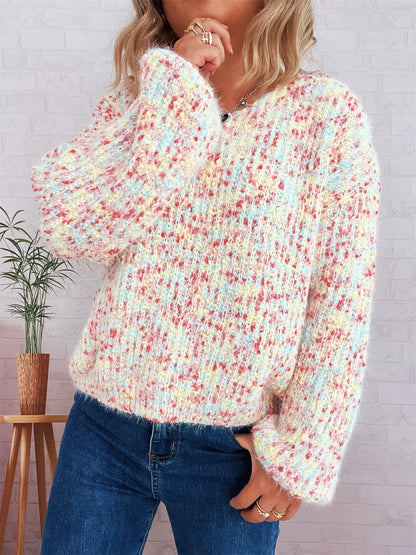 Colorful Long Sleeve Sweater - -